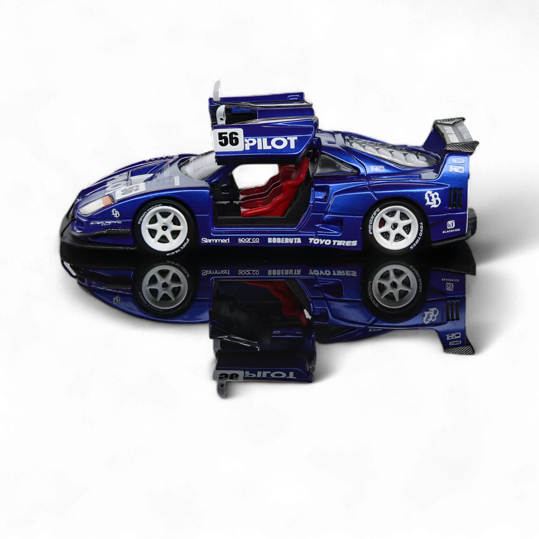 Demon King Auto F40 LB-Works Wide-Body Gull Wing Gate Modified - PILOT Livery 1:64 3