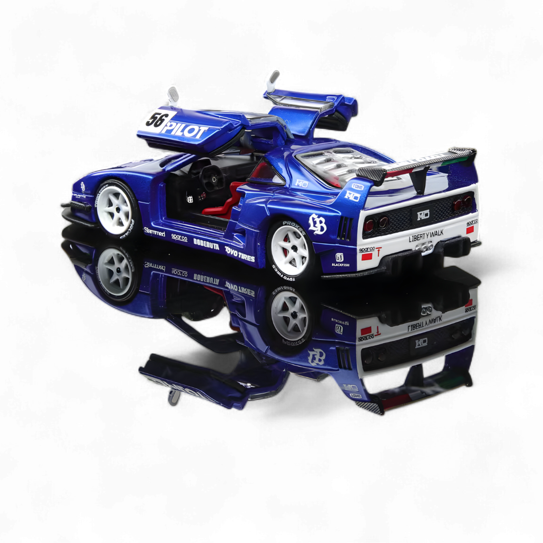 Demon King Auto F40 LB-Works Wide-Body Gull Wing Gate Modified - PILOT Livery 1:64 2