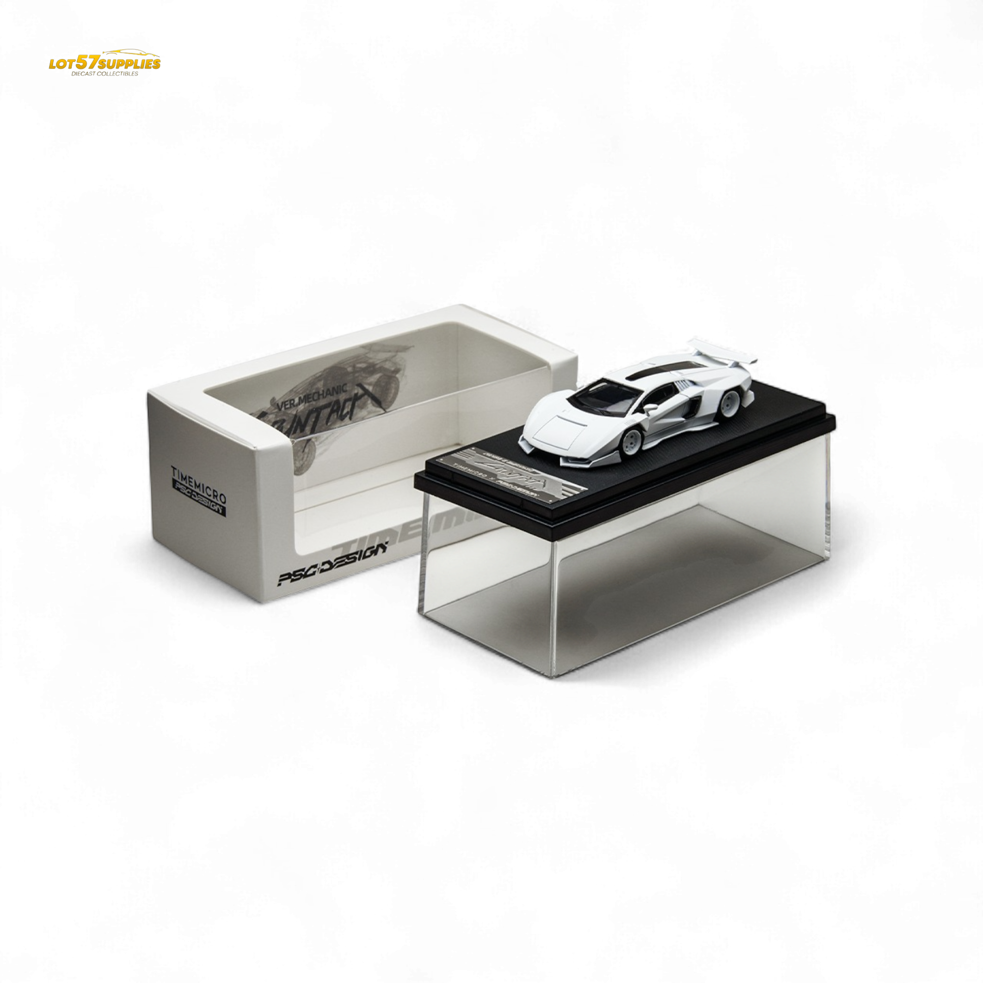 Lamborghini Countach V Ver. Mechanic PSC - White 1:64 by TimeMicro × PSC DESIGN 1/64