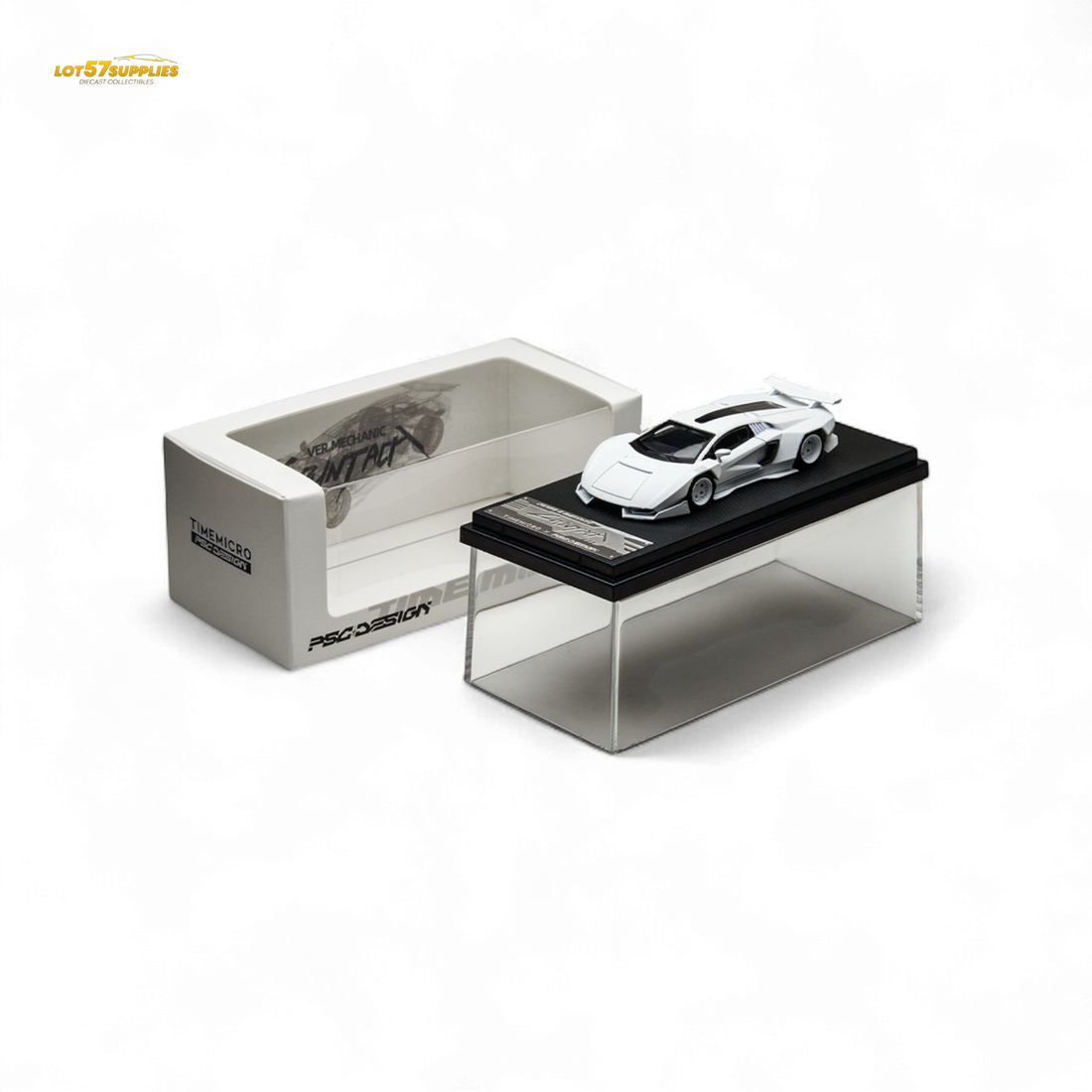 Lamborghini Countach V Ver. Mechanic PSC - White 1:64 by TimeMicro × PSC DESIGN 1/64