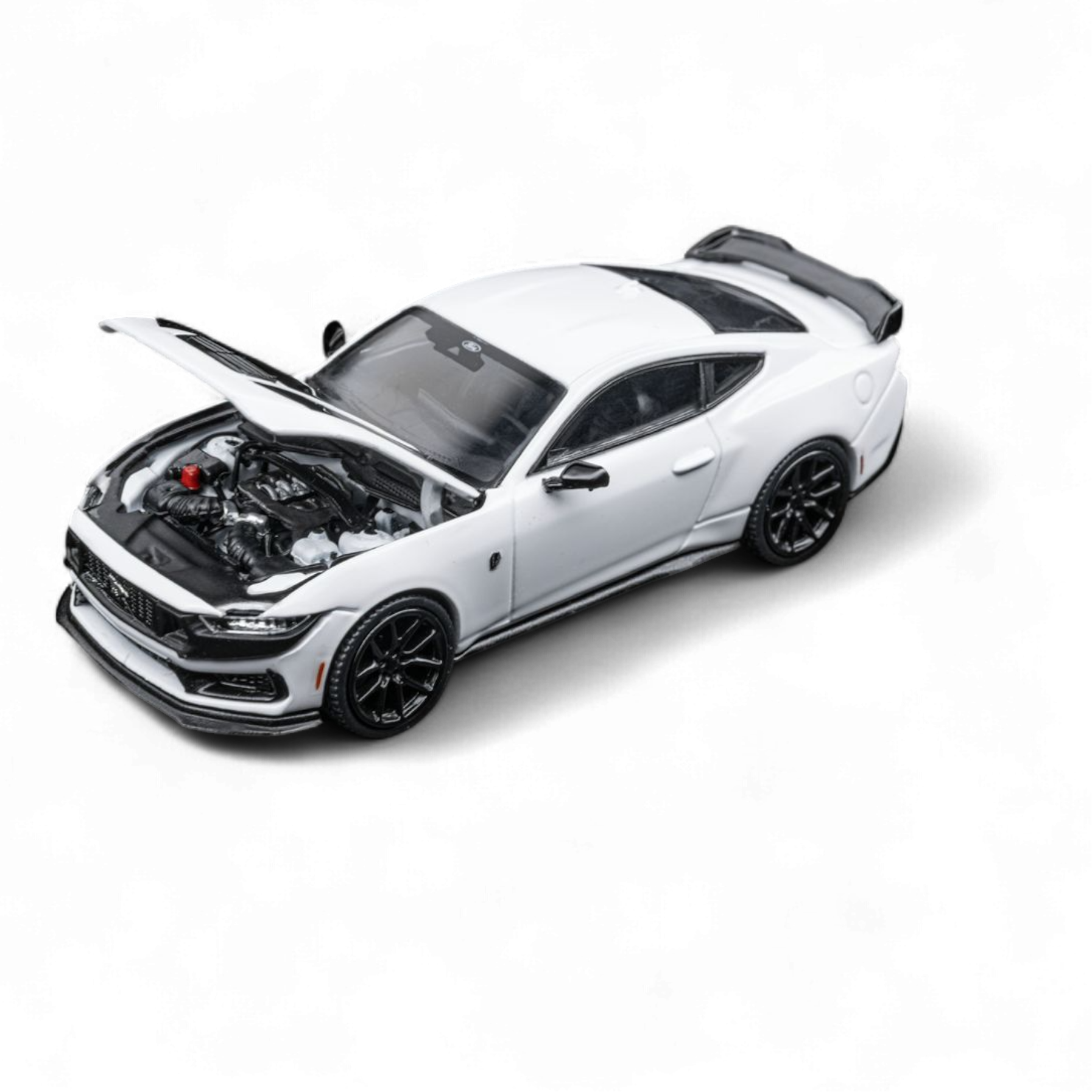 Mustang Dark Horse - Crystal White - Black Wheels 1:64 by DCM