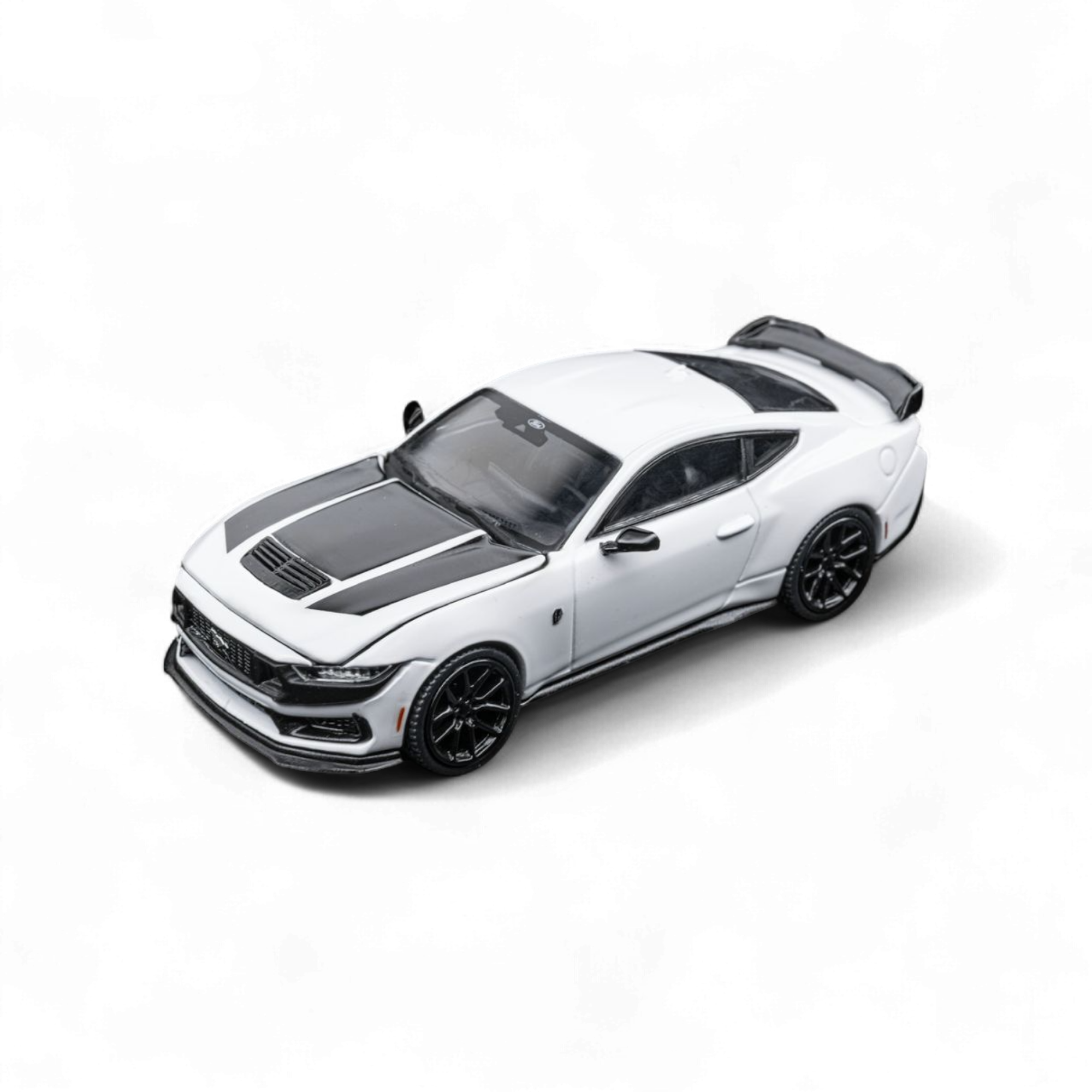 Mustang Dark Horse - Crystal White - Black Wheels 1:64 by DCM 2
