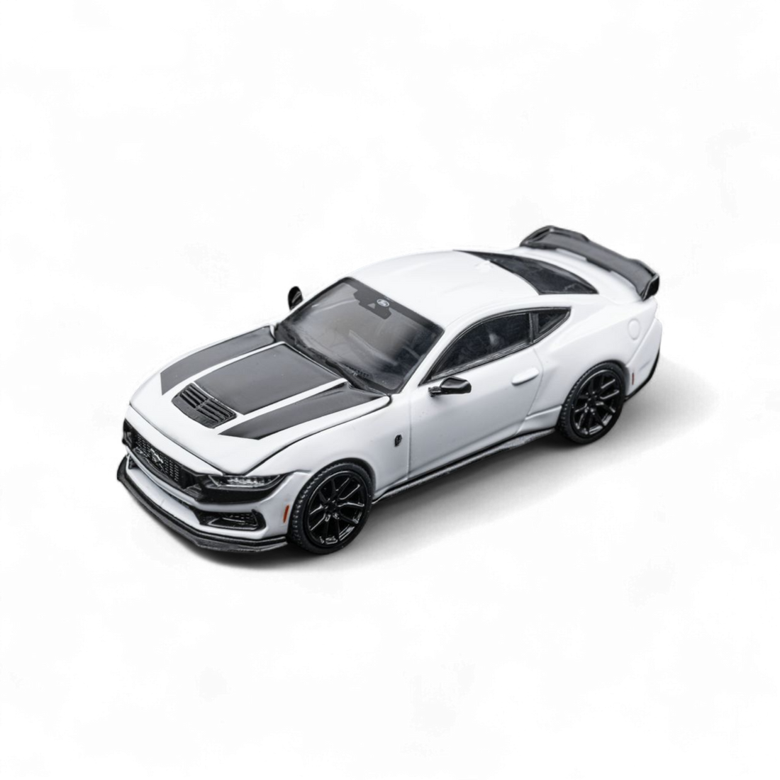 Mustang Dark Horse - Crystal White - Black Wheels 1:64 by DCM 2