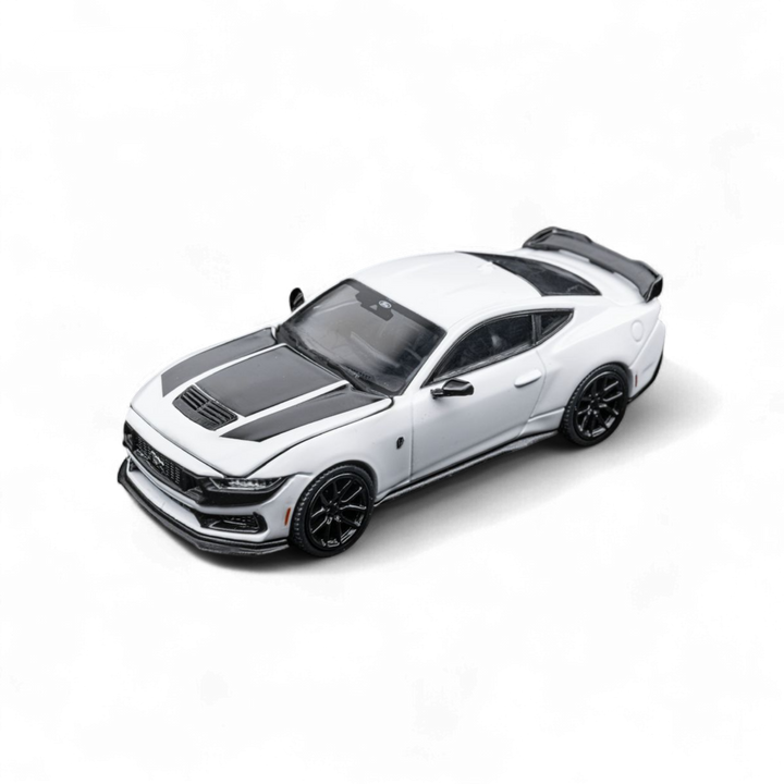 Mustang Dark Horse - Crystal White - Black Wheels 1:64 by DCM 2