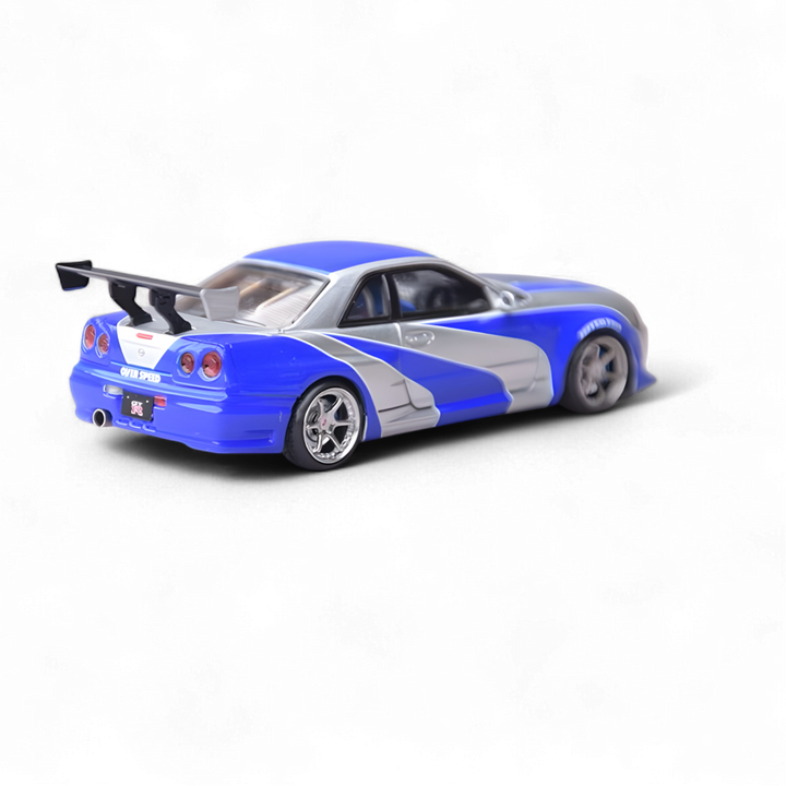 Nissan Skyline GT-R R34 NFS Silver Blue 1:64 by Focal Horizon  2