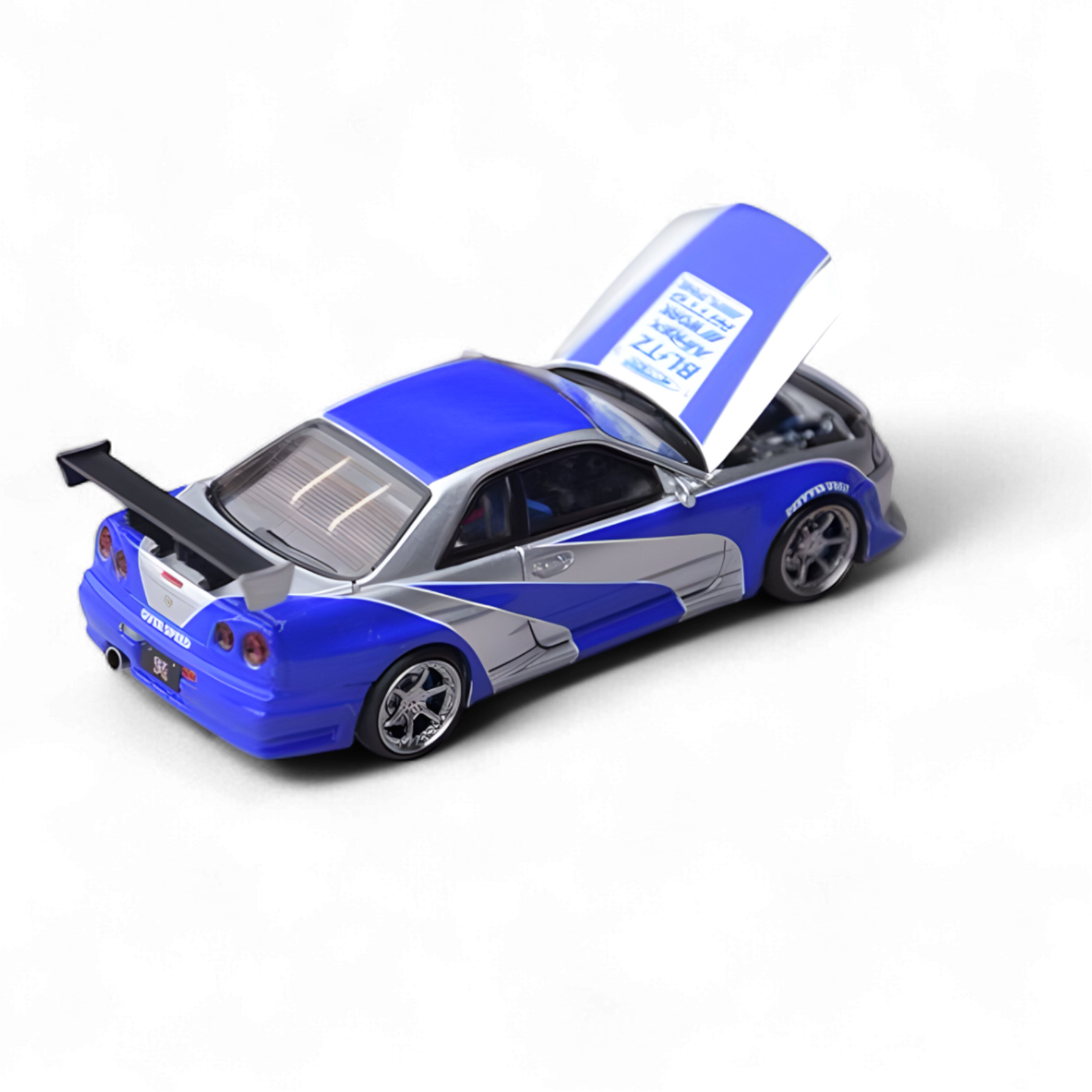 Nissan Skyline GT-R R34 NFS Silver Blue 1:64 by Focal Horizon  4