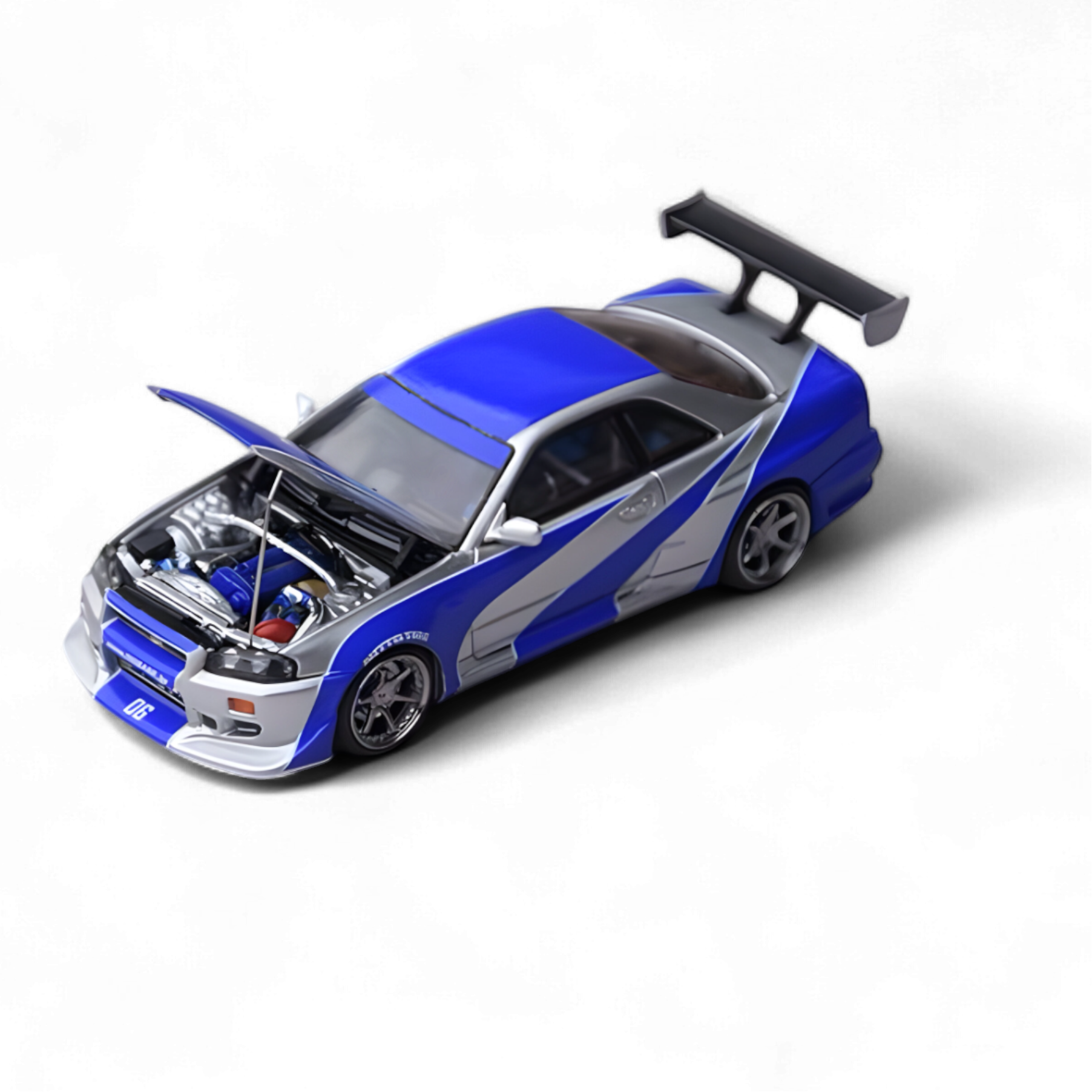 Nissan Skyline GT-R R34 NFS Silver Blue 1:64 by Focal Horizon  6