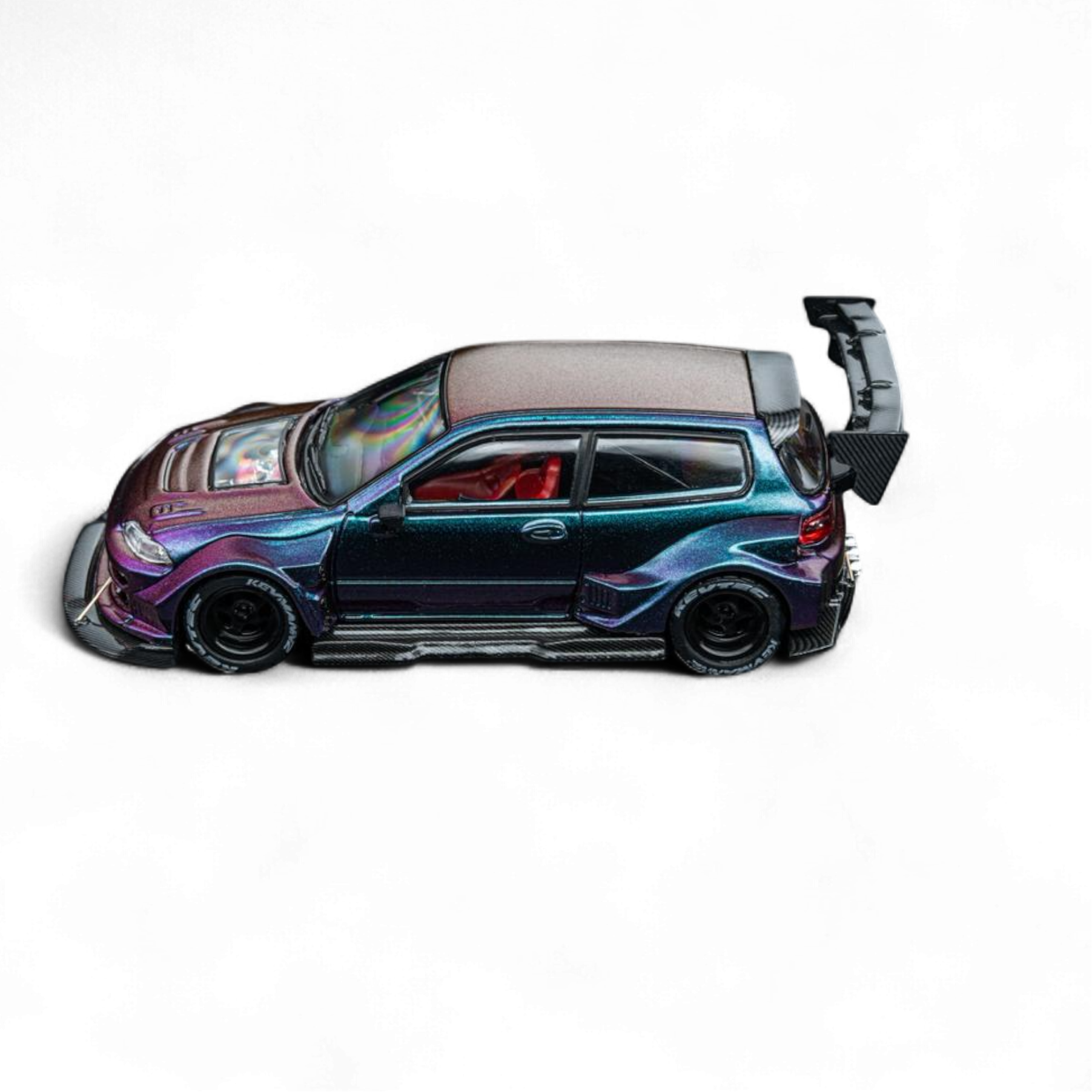 Kevmannz 1996 EG6 Hatchback Black Wheels - Chameleon - Short Spoiler 1:64 by DCM  4