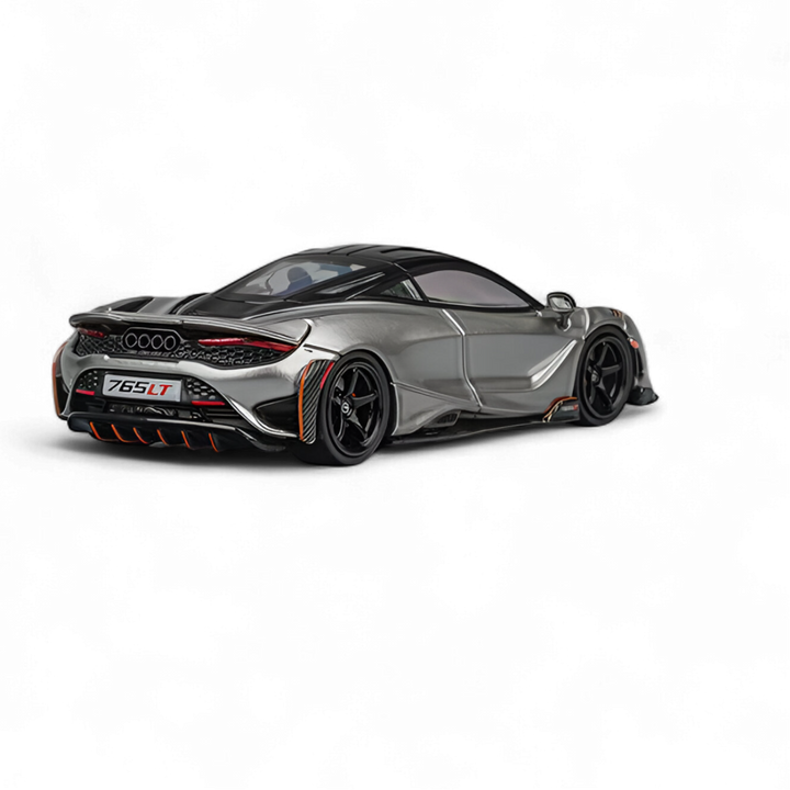 Rear view of McLaren 765LT Silver Gray by CM Model
