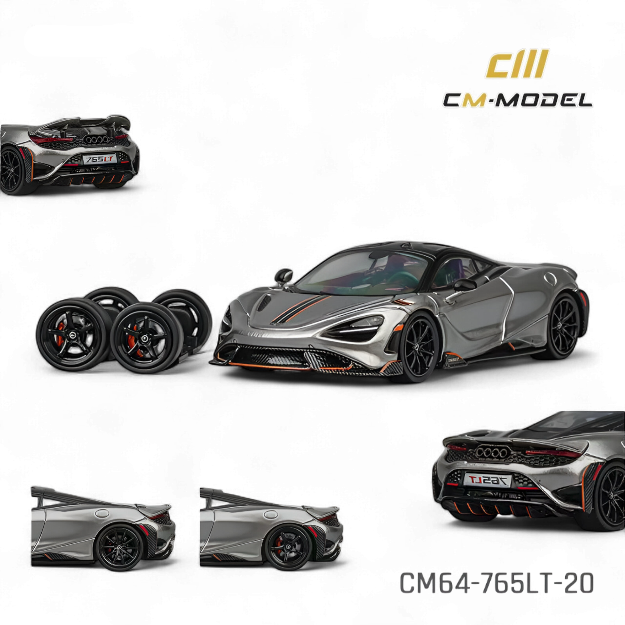 McLaren 765LT Silver Gray 1:64 by CM Model 