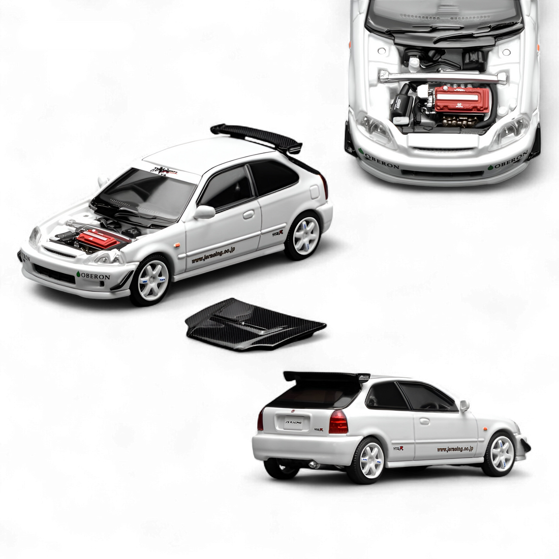 Honda Civic Type R EK9 J's Racing Livery White 1:64 by Motorhelix 