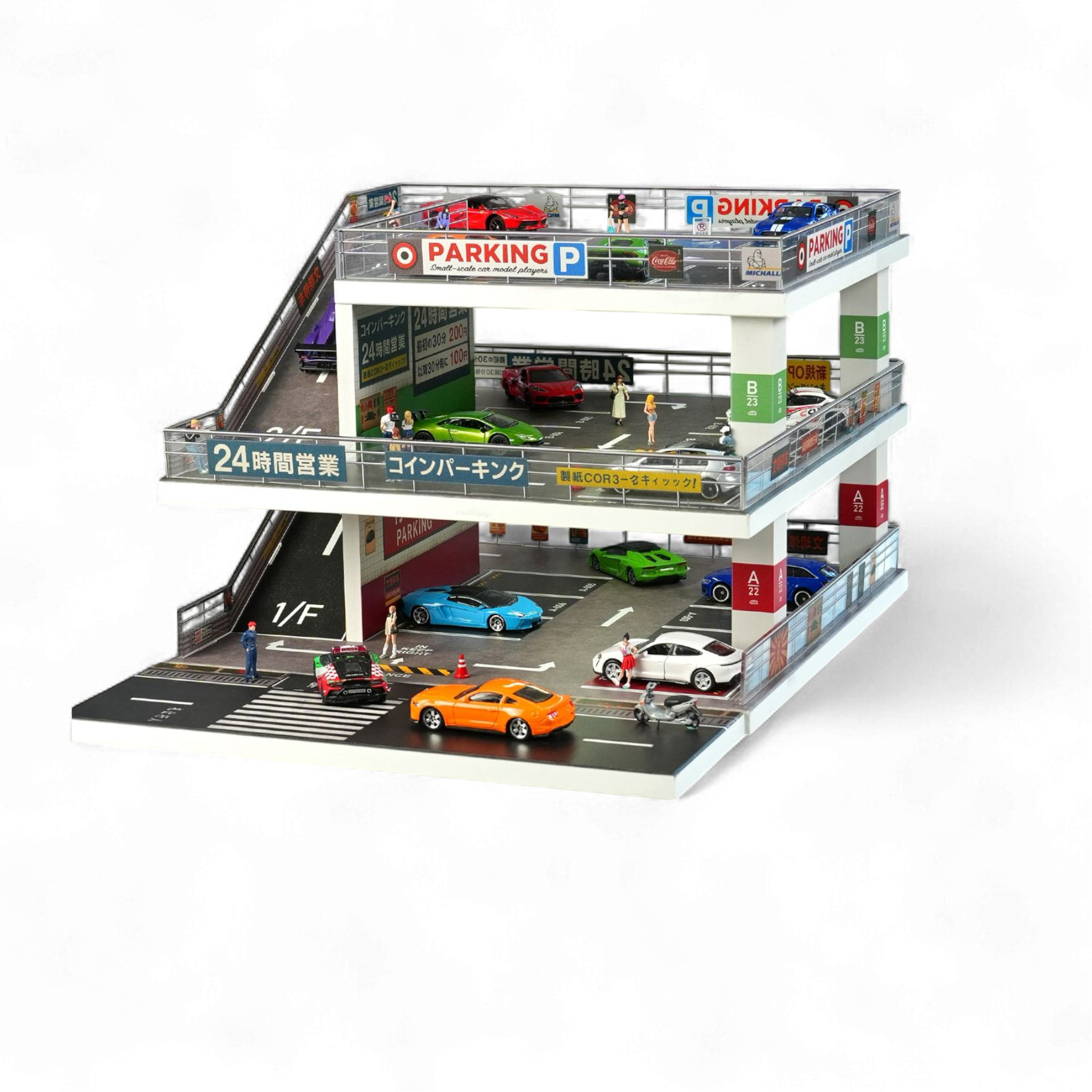 Shou Cang Jia Japanese Ramp Parking Lot Dark Green 1:64 6