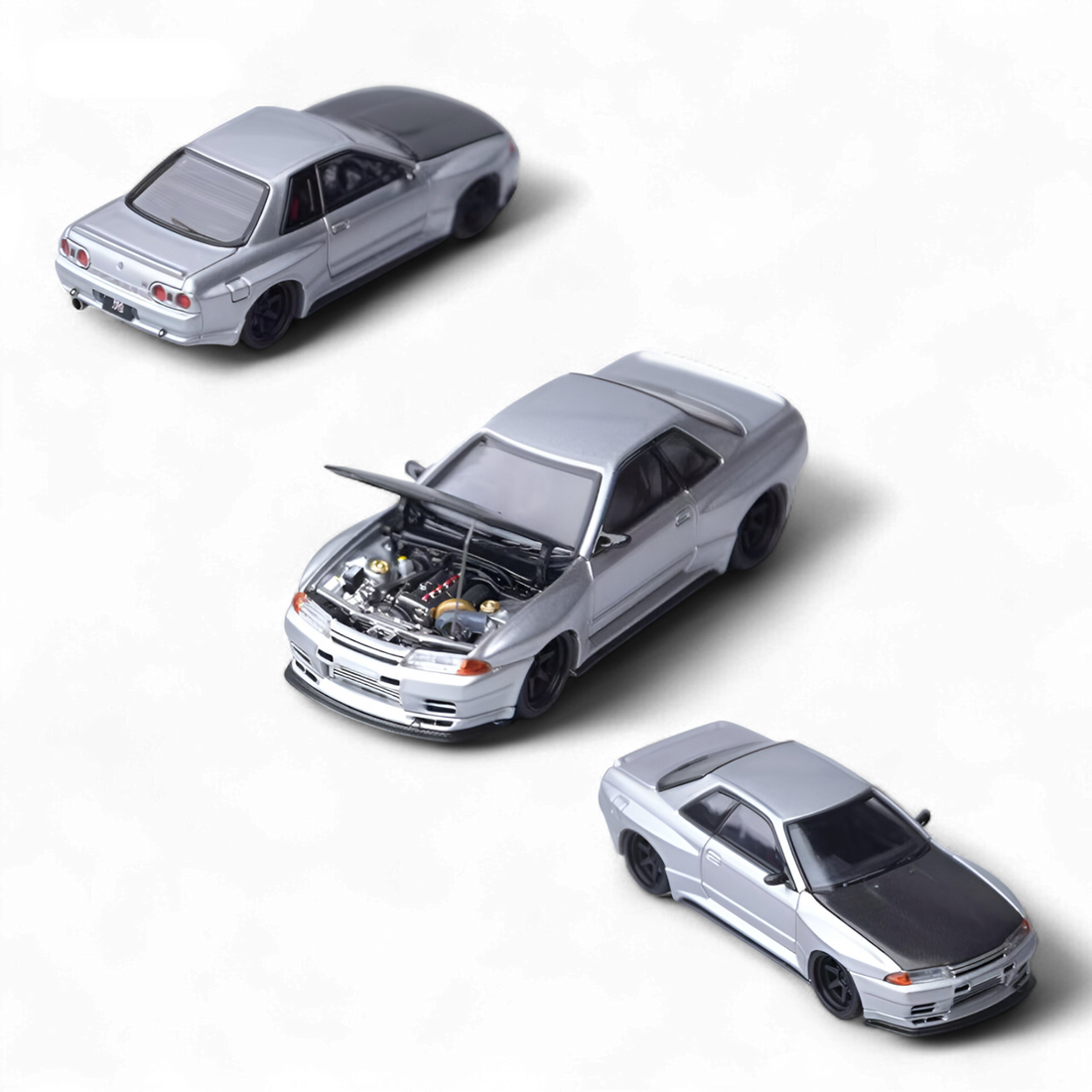 Skyline GT-R R32 Silver Garage Active 1:64 by Focal Horizon 