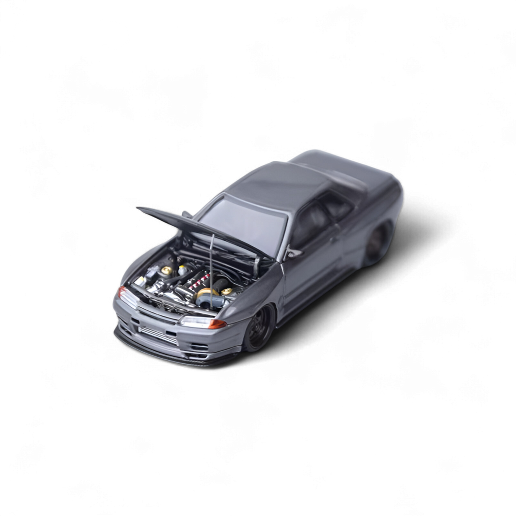 Nissan Skyline GT-R R32 Grey Garage Active 1:64 Diecast Model Car