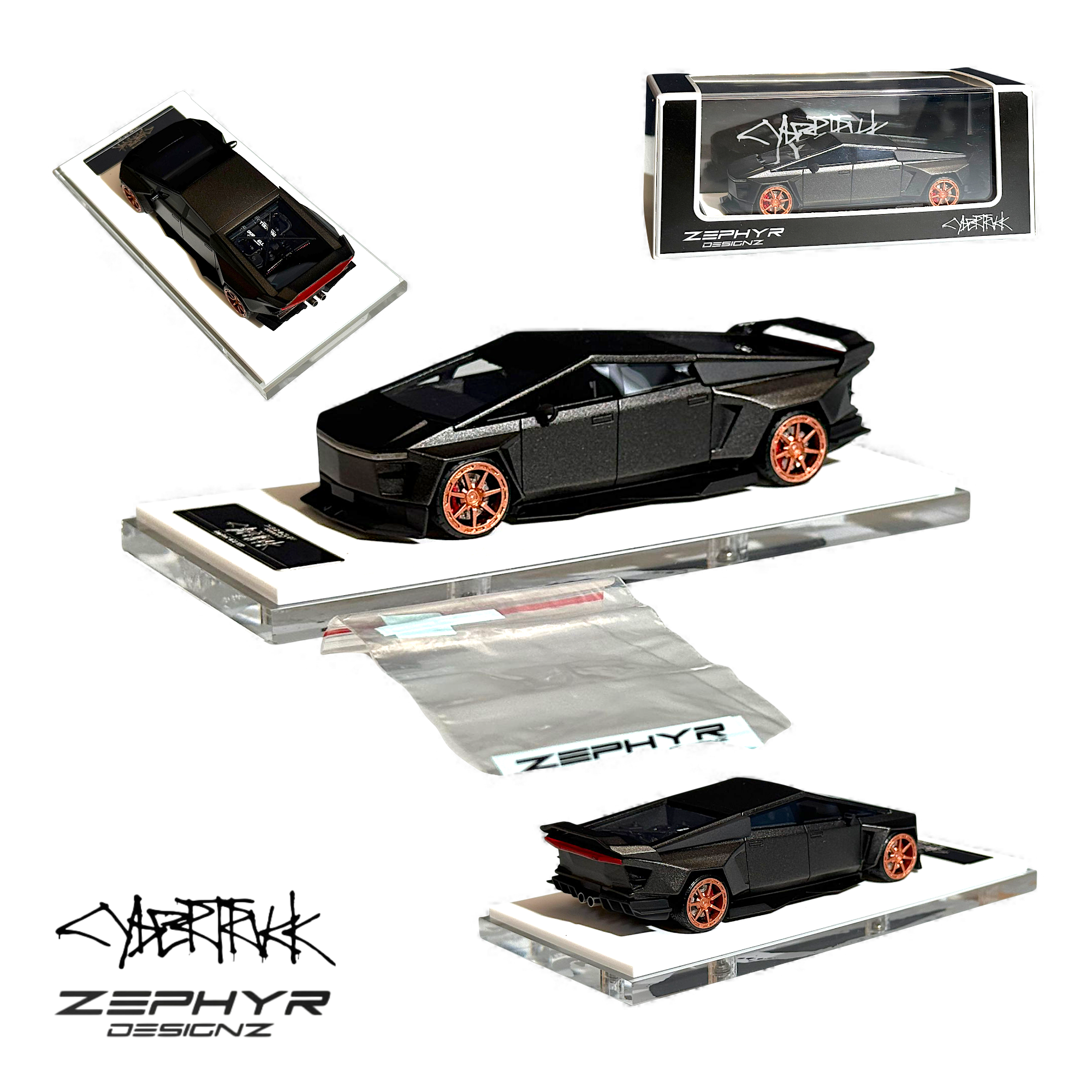 Tesla Cybertruck Custom Widebody - Matte Gray 1:64 by Error404 