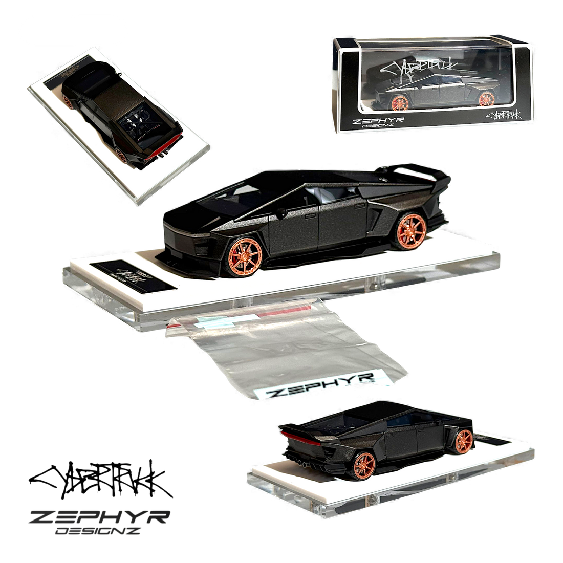 Tesla Cybertruck Custom Widebody - Matte Gray 1:64 by Error404 