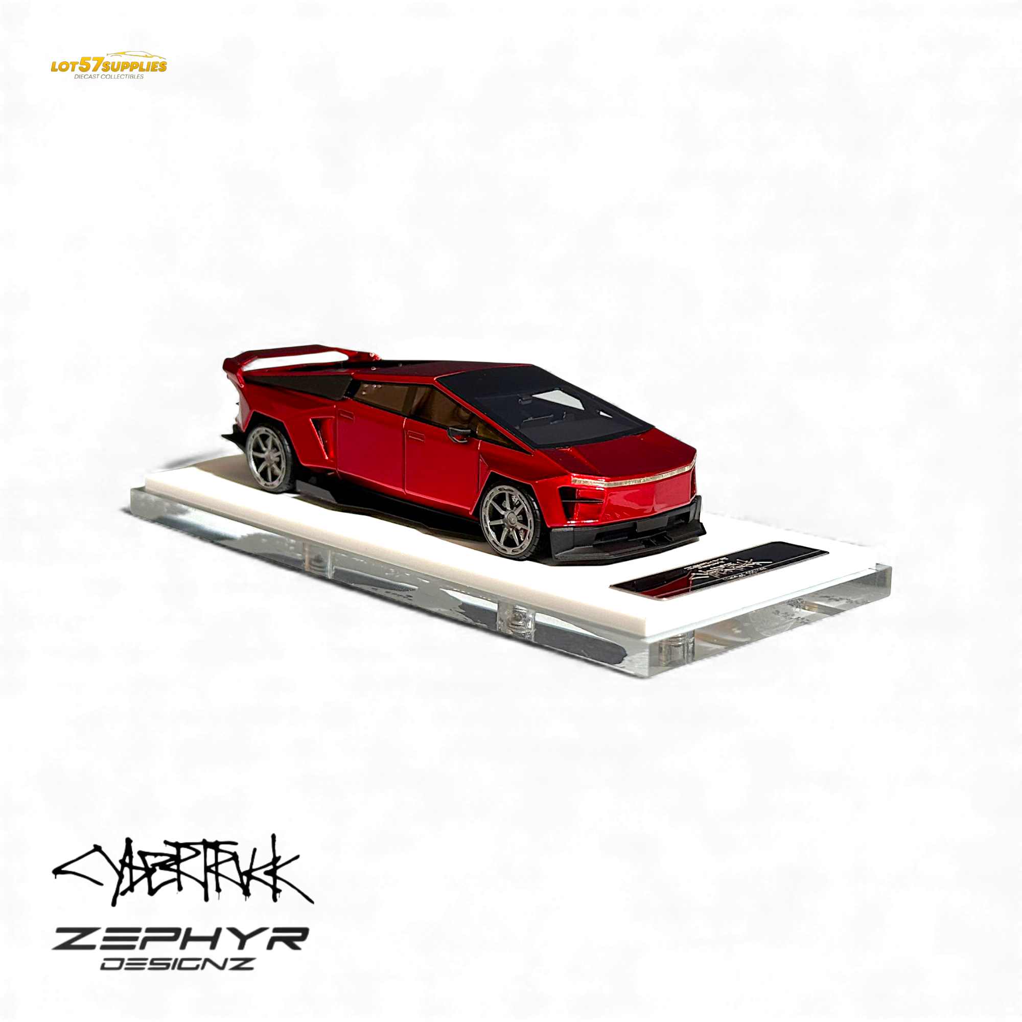 Tesla Cybertruck Widebody Metallic Red 1:64 by Error404