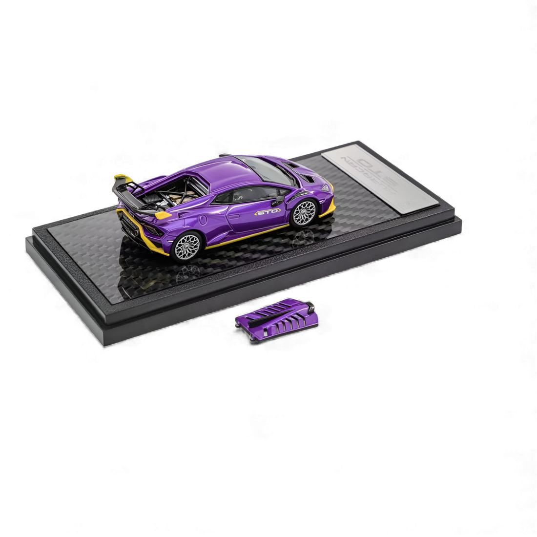 Front three-quarter view of Lamborghini Huracán STO Purple diecast model