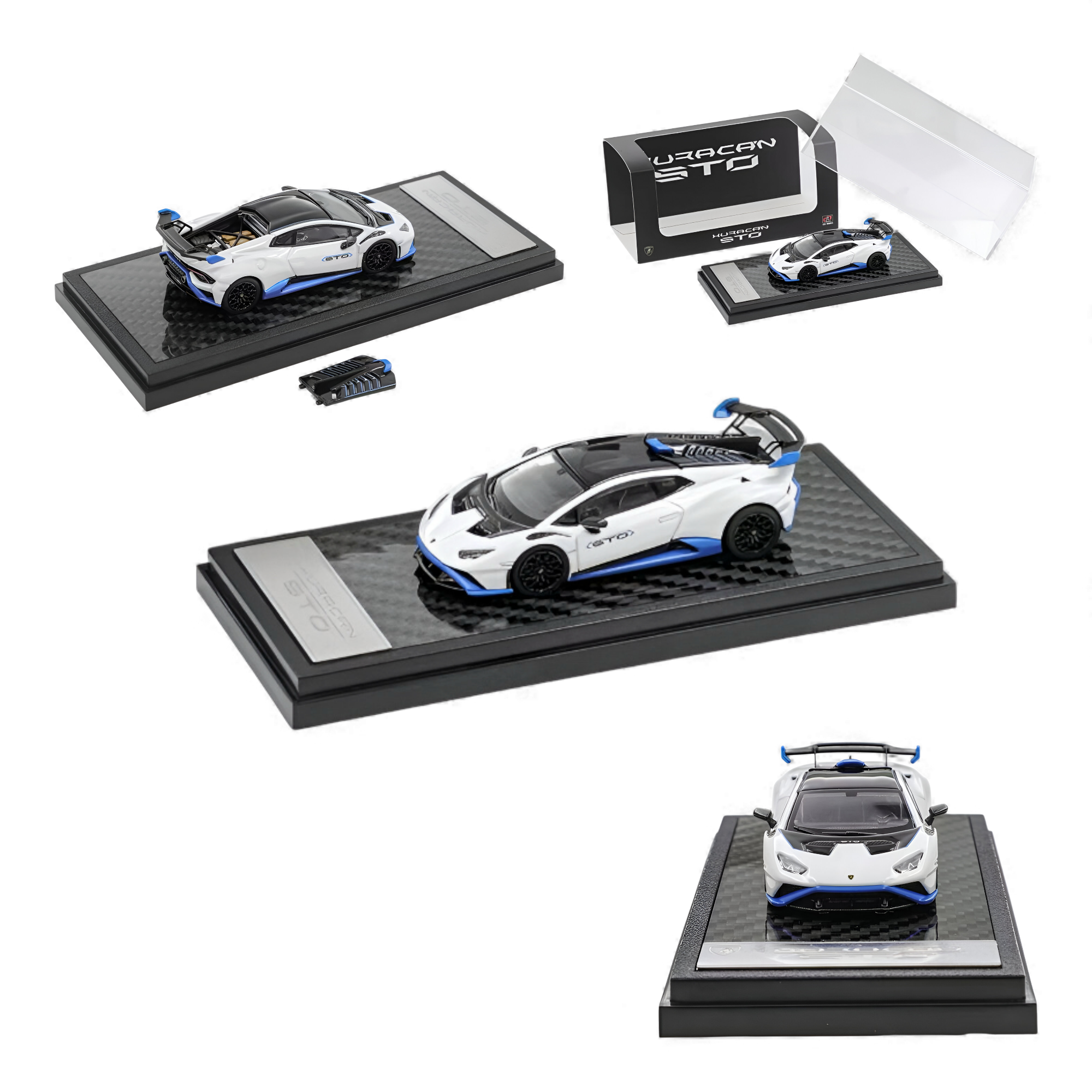 LCD Models Lamborghini Huracán STO White 1:64 diecast model on display base