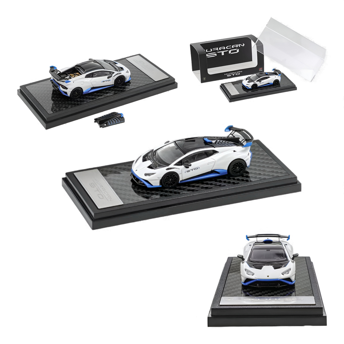 LCD Models Lamborghini Huracán STO White 1:64 diecast model on display base