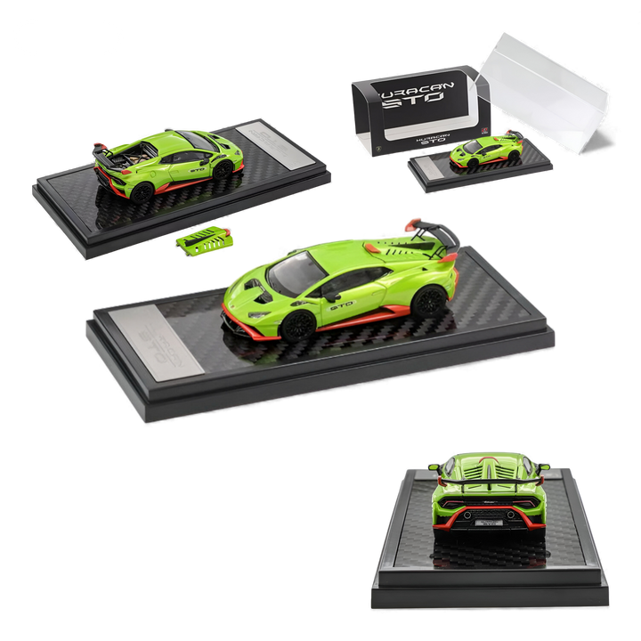 LCD Models Lamborghini Huracán STO Green 1:64 diecast model on display base