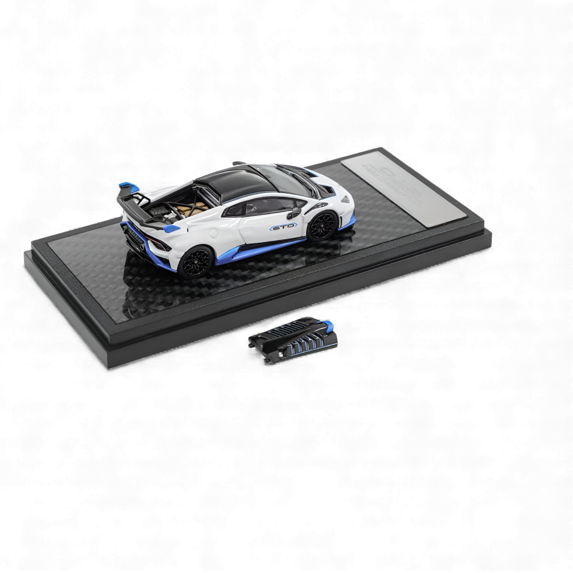 Front three-quarter view of Lamborghini Huracán STO White diecast model