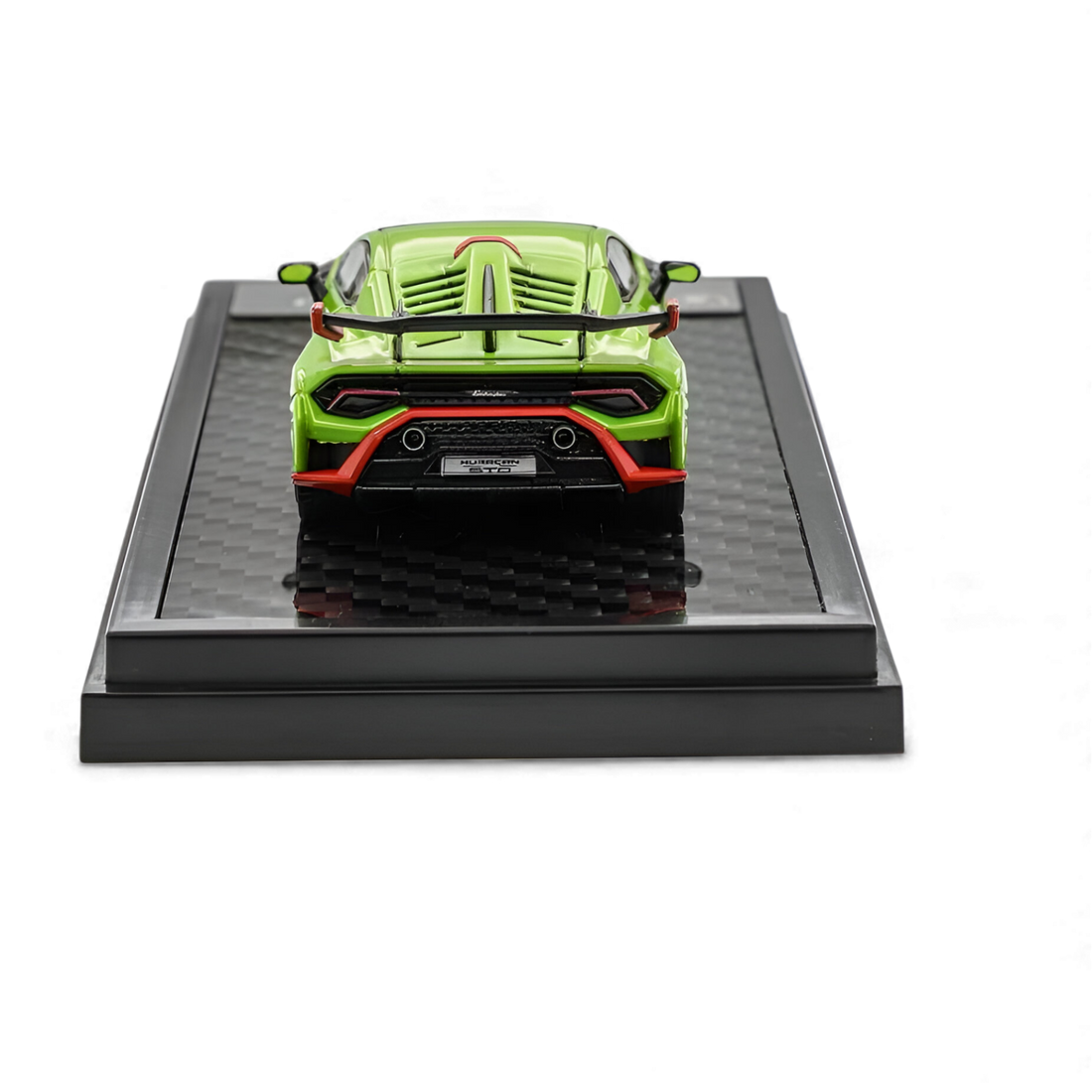 Front three-quarter view of Lamborghini Huracán STO Green diecast model