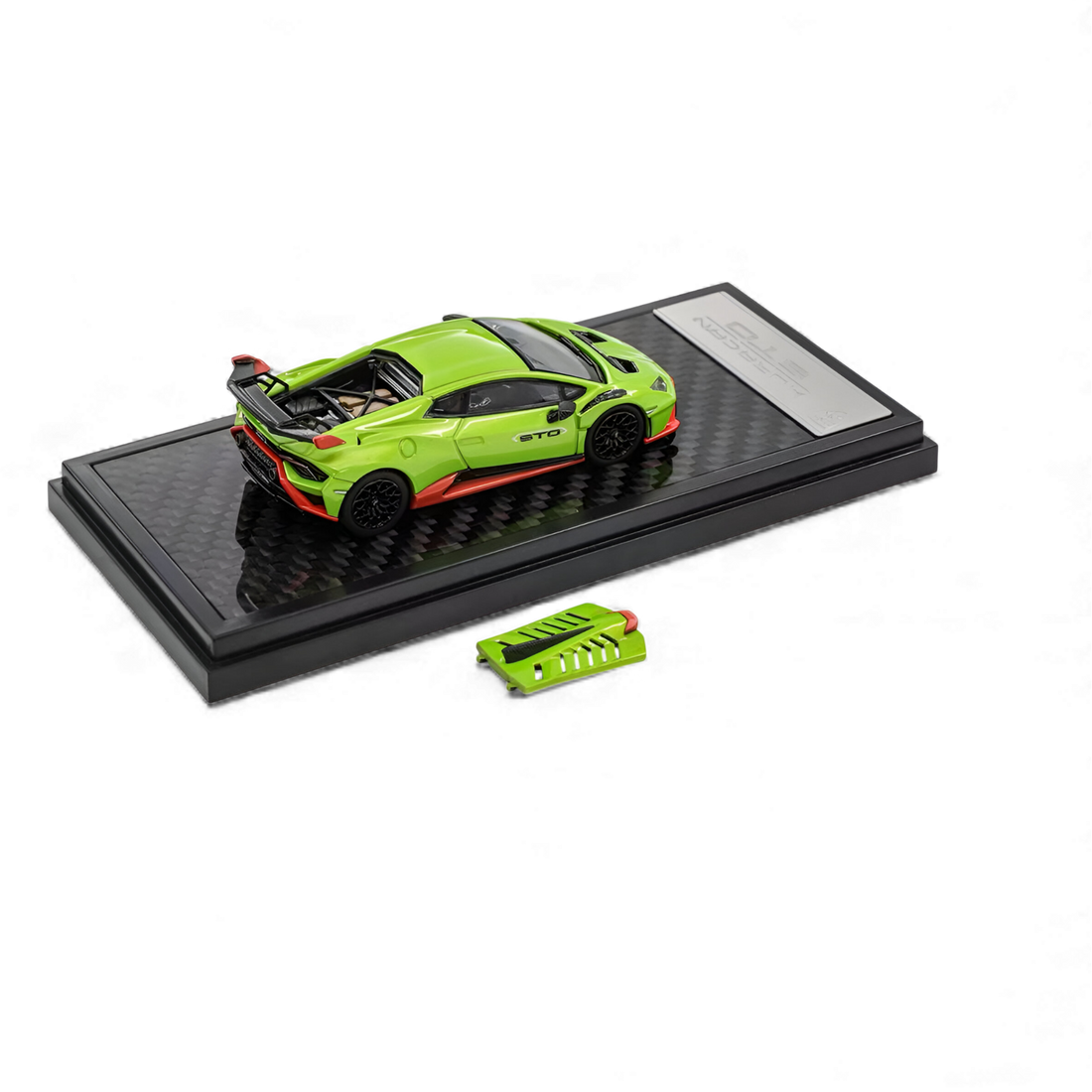 Rear view showing Lamborghini Huracán STO rear wing and diffuser