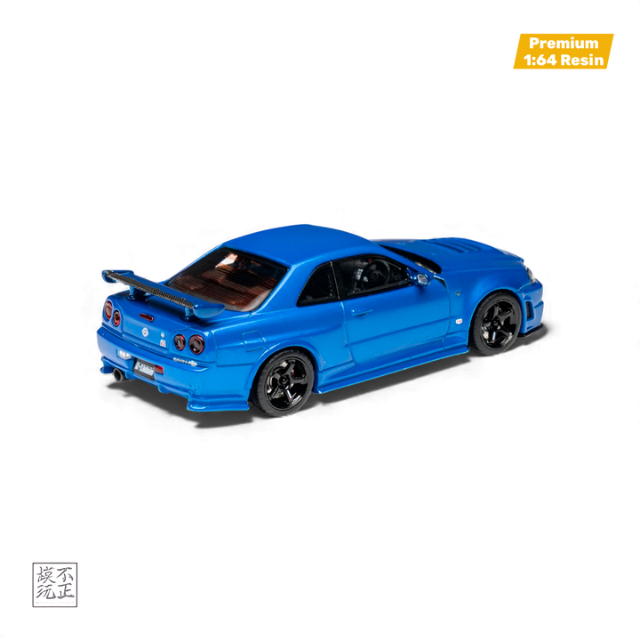 Nissan Skyline GT-R R34 Z-TUNE Bayside Blue 1:64 by Cars' Lounge  2