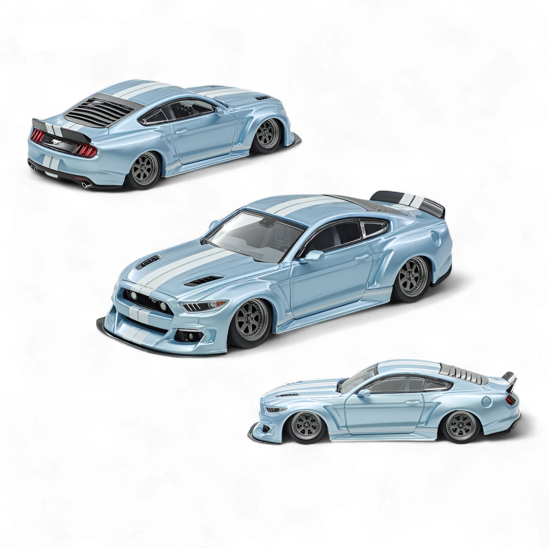 Mustang Widebody Kit Ice Blue 1:64 by Liberty 64