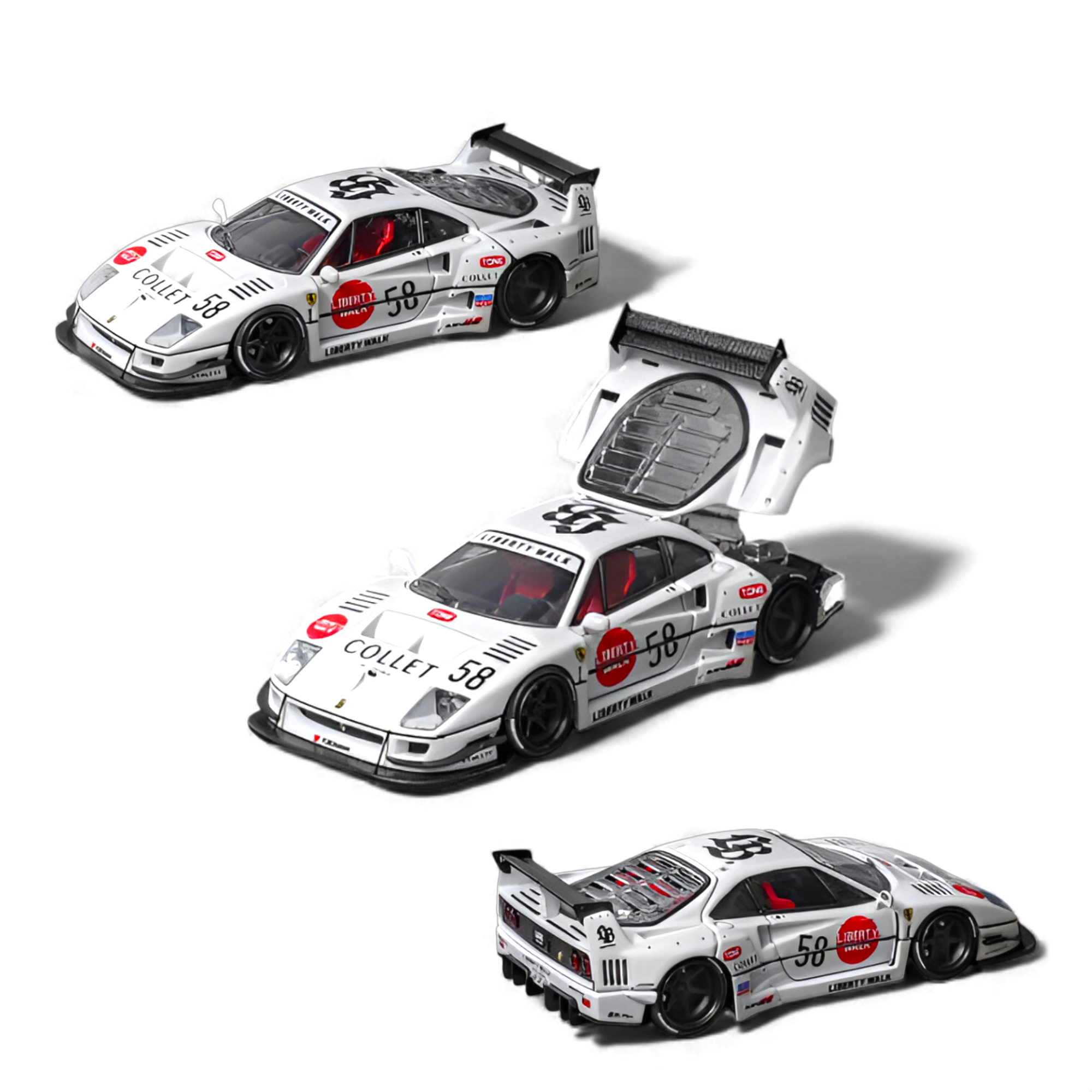 Ferrari F40 Liberty Walk LB-Works White #58 Racing Livery 1:64 diecast model by Star Models