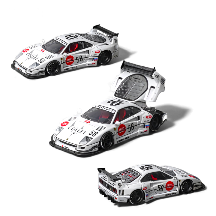 Ferrari F40 Liberty Walk LB-Works White #58 Racing Livery 1:64 diecast model by Star Models