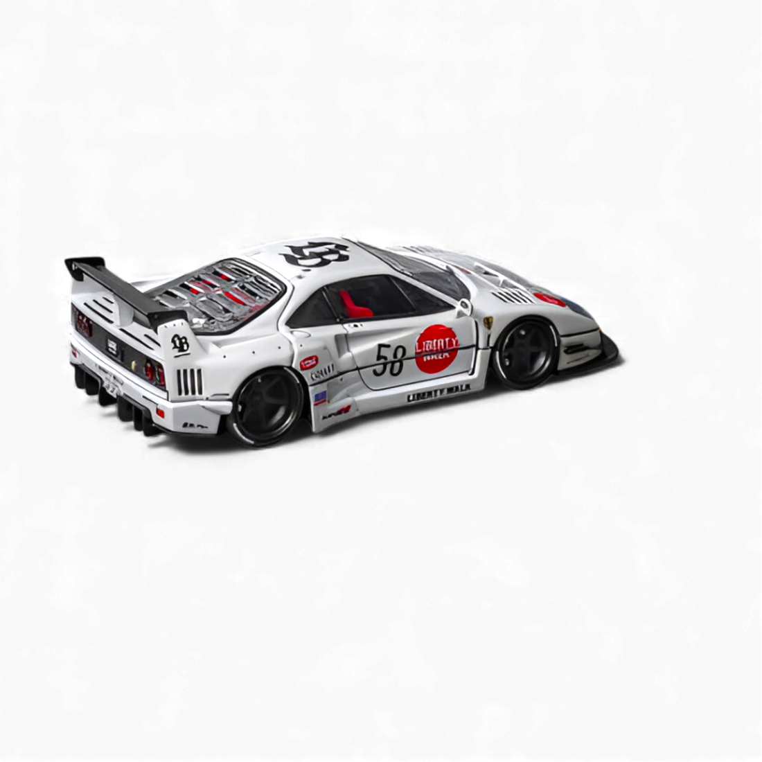 Side profile of Ferrari F40 Liberty Walk 1:64 diecast car