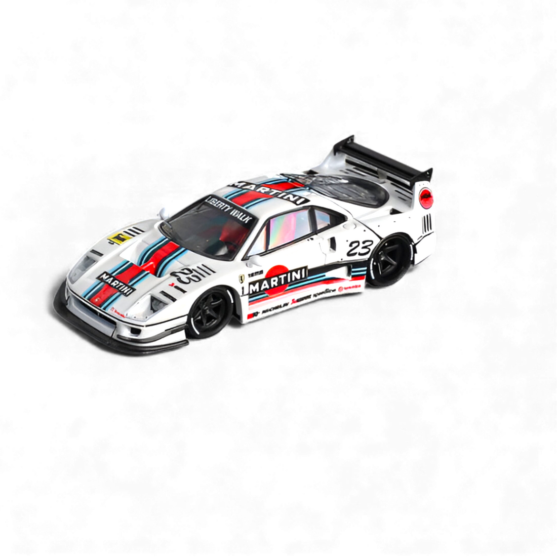 Front three-quarter view of Ferrari F40 LBWK Martini Racing collector model
