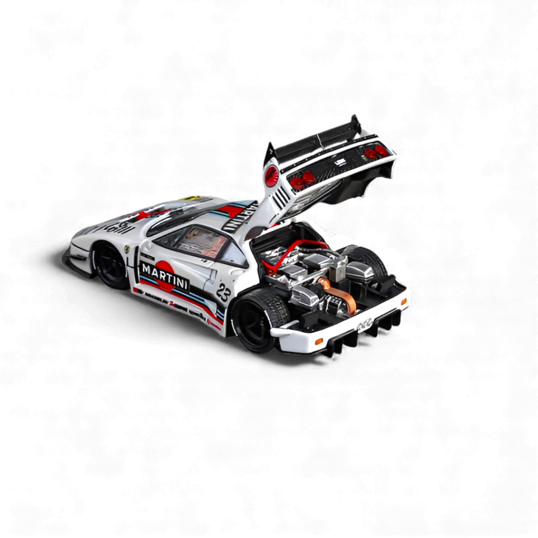 Side profile of Ferrari F40 Liberty Walk Martini #23 diecast car