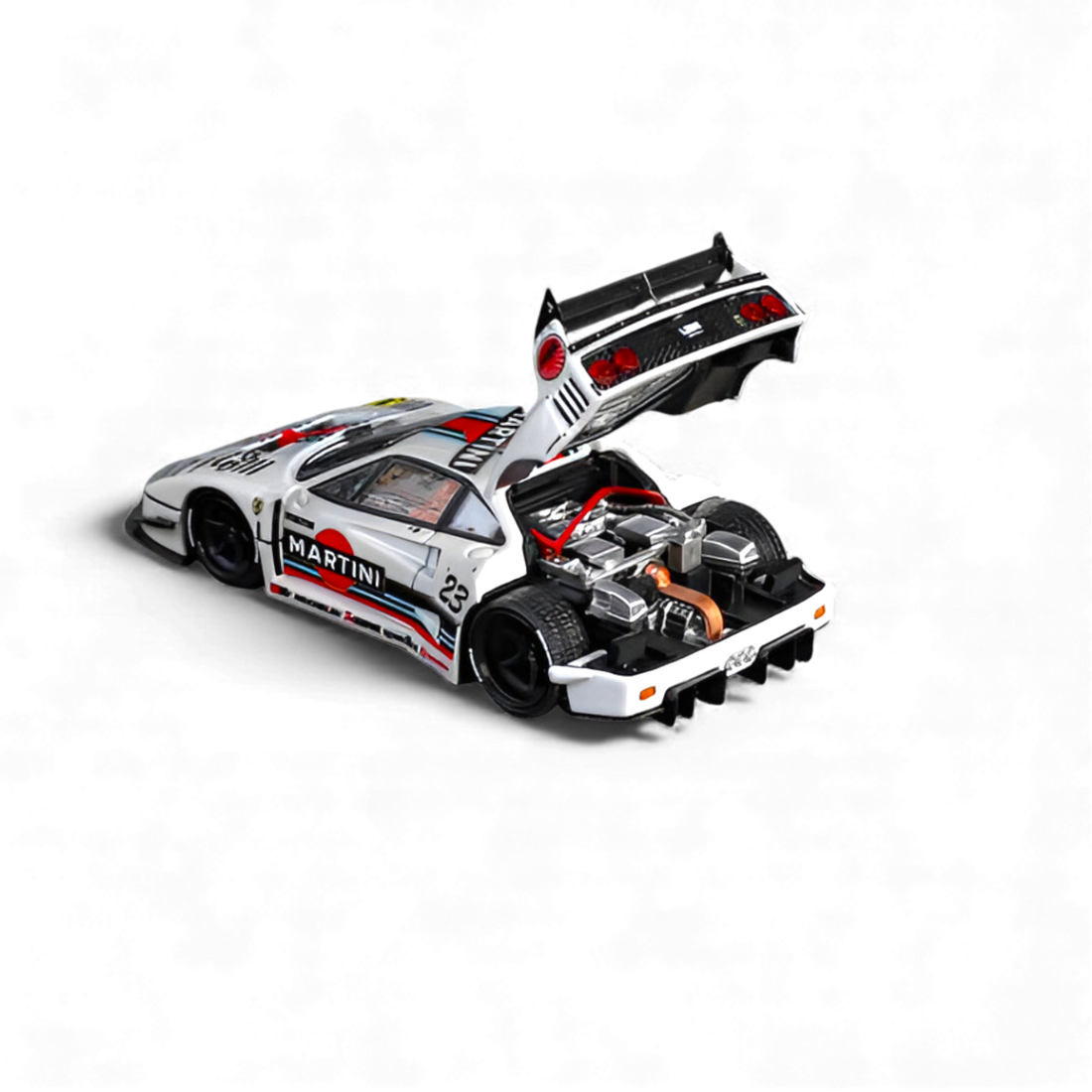 Side profile of Ferrari F40 Liberty Walk Martini #23 diecast car