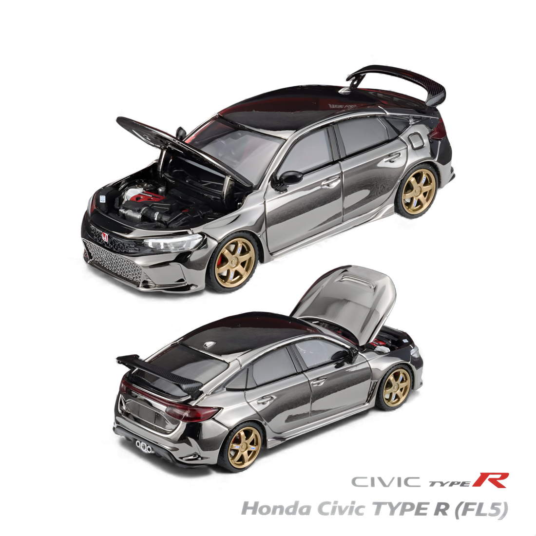 Honda Civic Type R FL5 Chrome Gun Black 1:64 by MH 