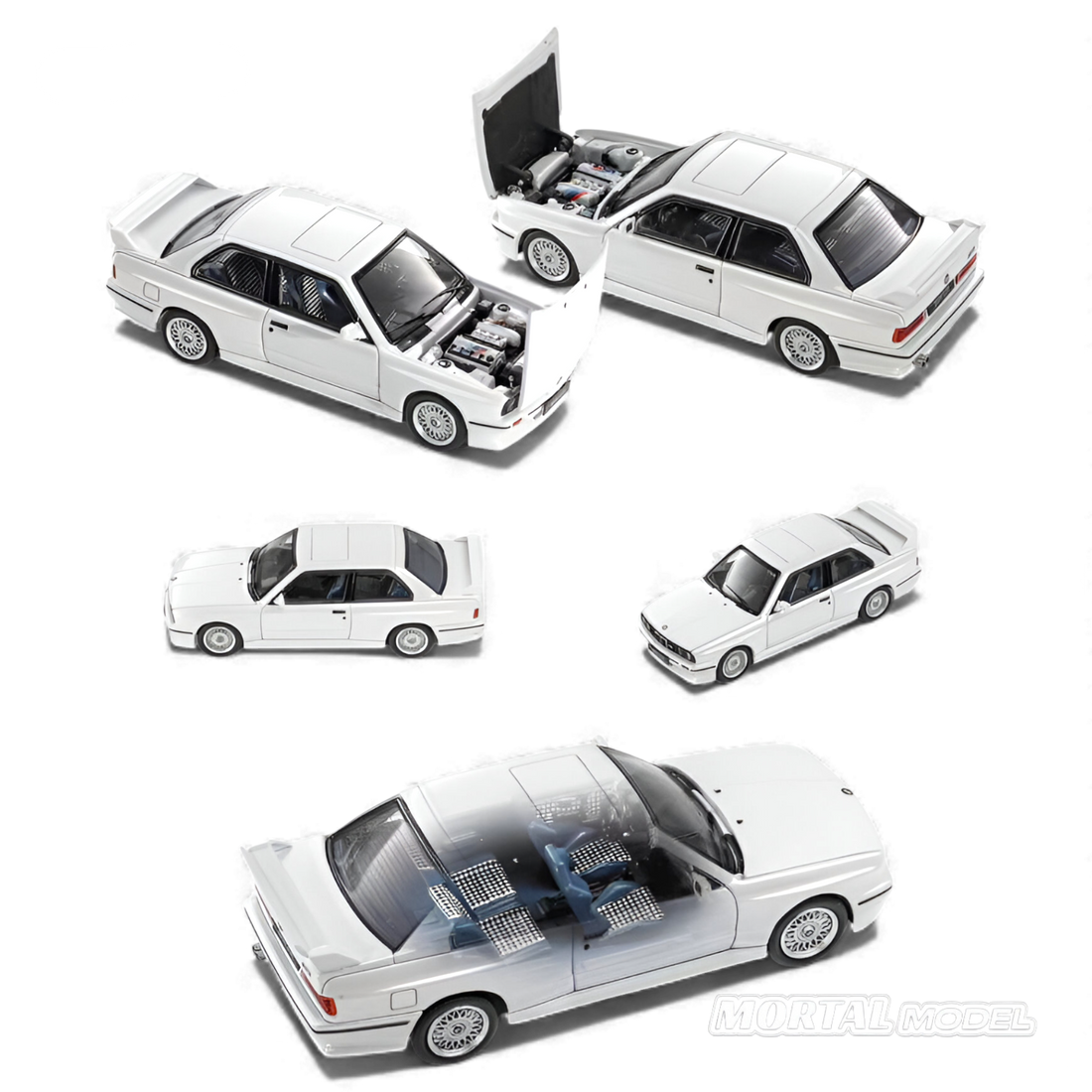 BMW E30 M3 Sedan Pearl White 1:64 by Mortal 