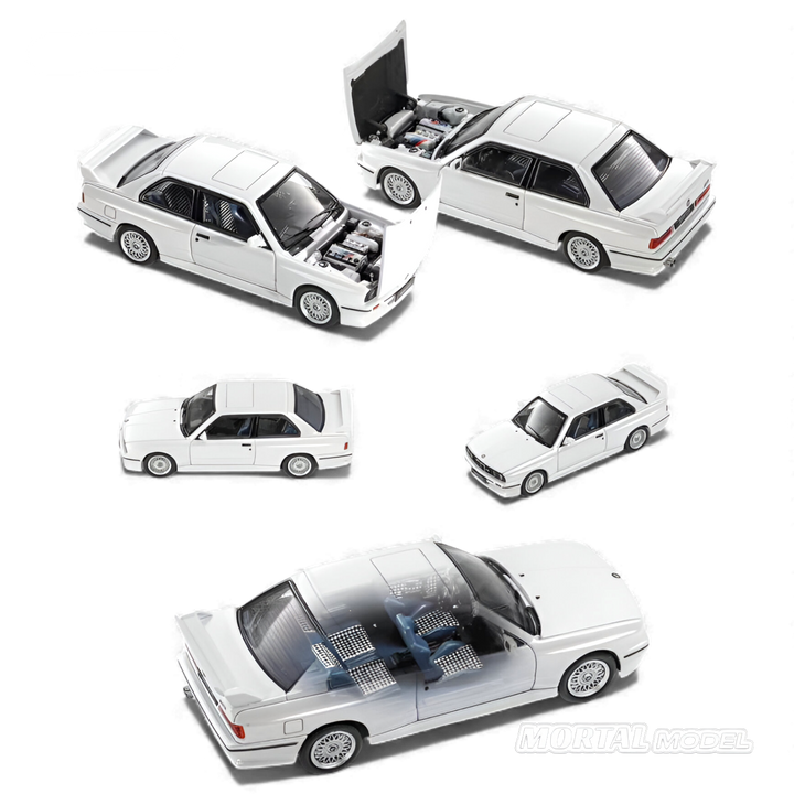 BMW E30 M3 Sedan Pearl White 1:64 by Mortal 