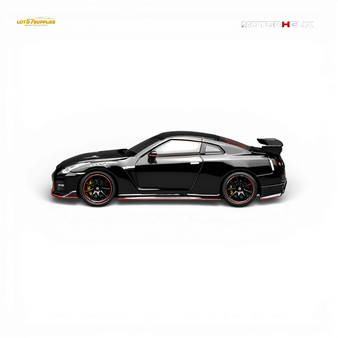 Another side profile of the MotorHelix Nissan GT-R NISMO (R35) Special Edition 2022 displaying the sleek body lines, forged wheels, and signature NISMO performance design.
