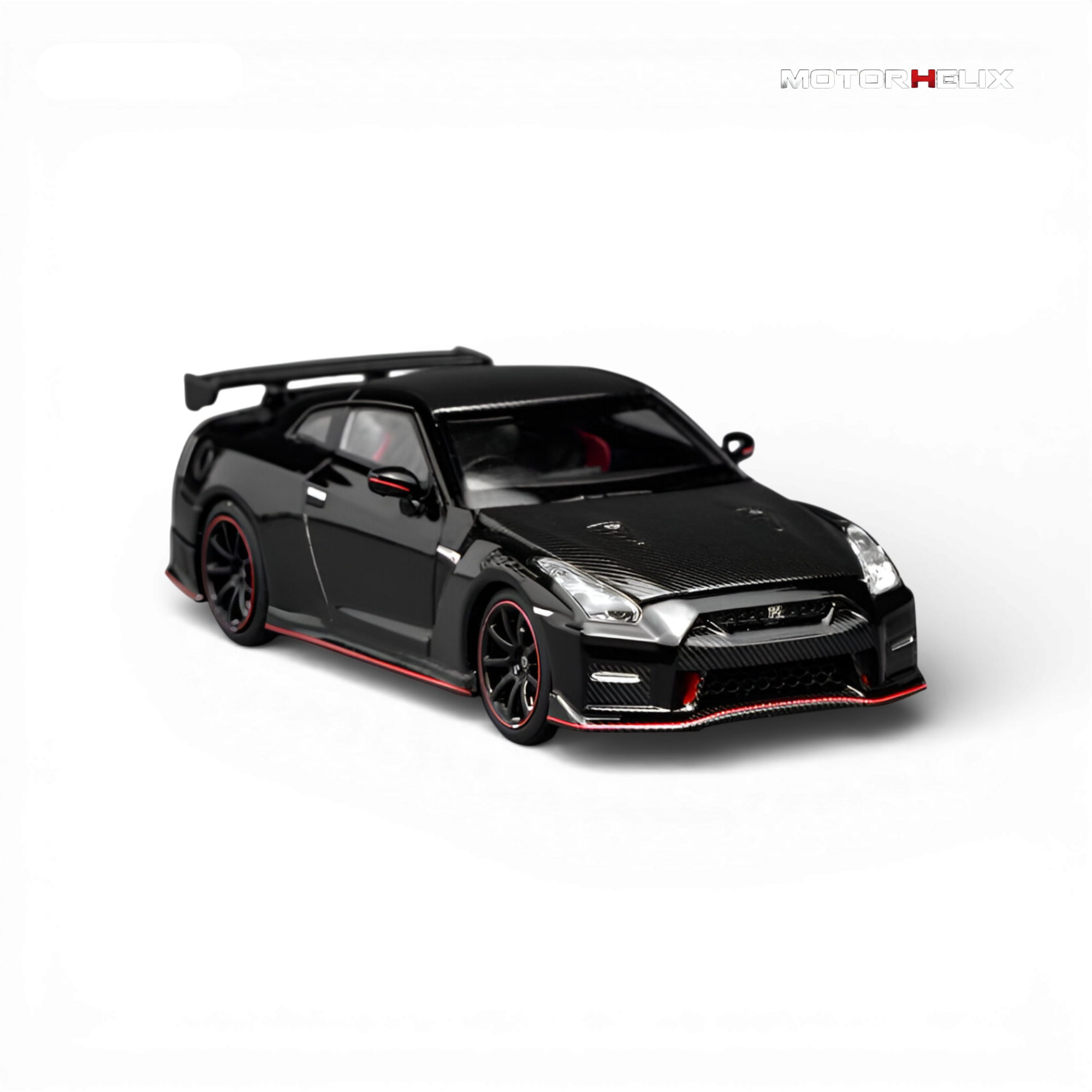 Close-up front view of the MotorHelix Nissan GT-R NISMO (R35) Special Edition 2022 highlighting the sculpted grille, LED headlights, and carbon fiber accents.