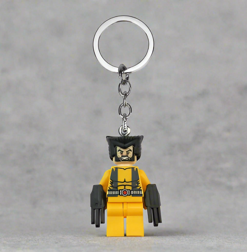 Wolverine Minifigure Custom Keychain - Custom Brick-Compatible Minifigure