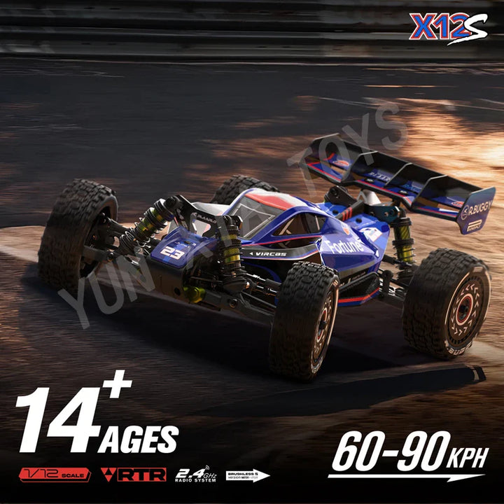 X12s 1:12 brushless 4WD RC car designed for high-speed racing up to 90 KM/H