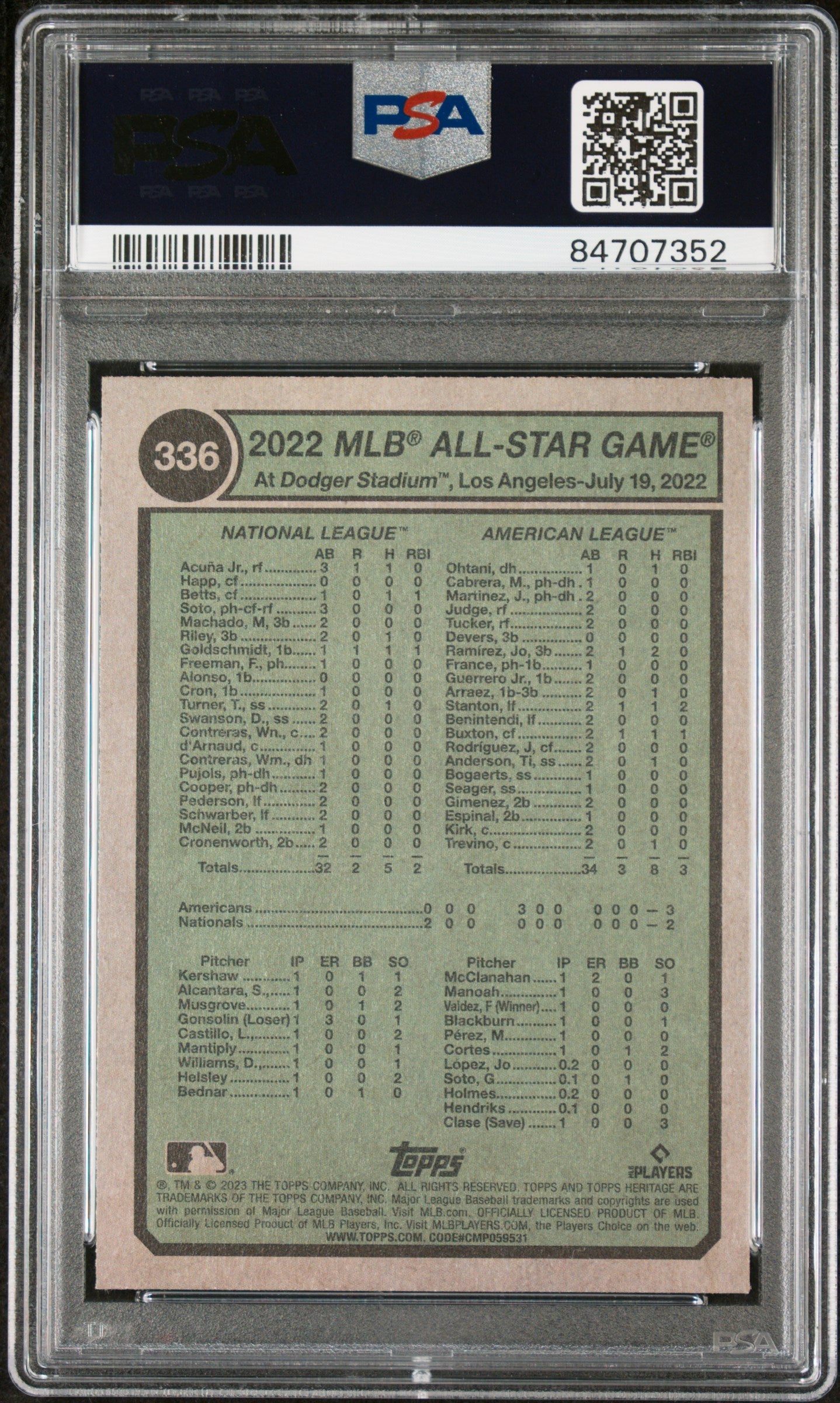 2023 TOPPS HERITAGE ACUNA JR/JUDGE  #336 - PSA 10 2