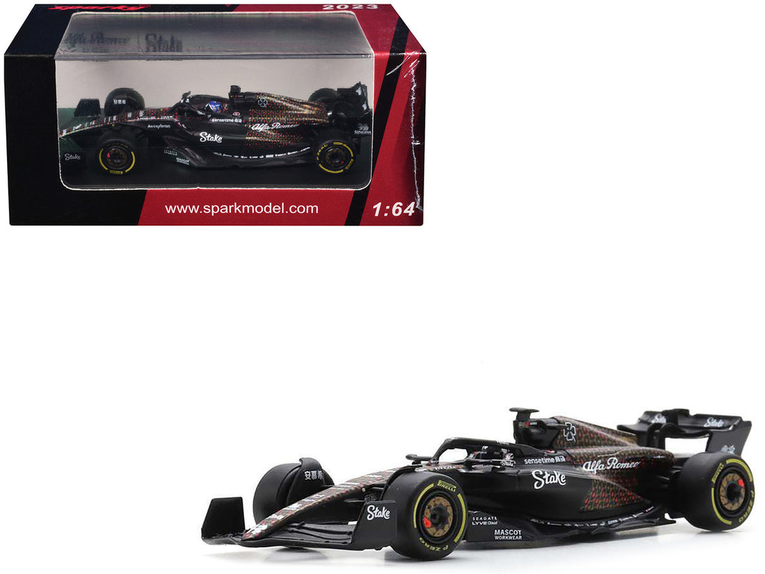 Alfa Romeo C43 #77 Valtteri Bottas "Team Stake" Formula One F1 "Las Vegas GP" (2023) 1/64 Diecast Model Car by Sparky-0