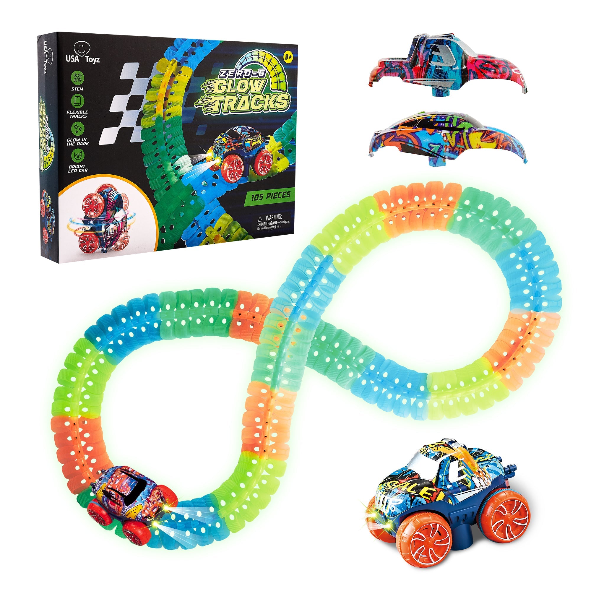 Zero-G Glow Racing Car Tracks Set 105pcs 3