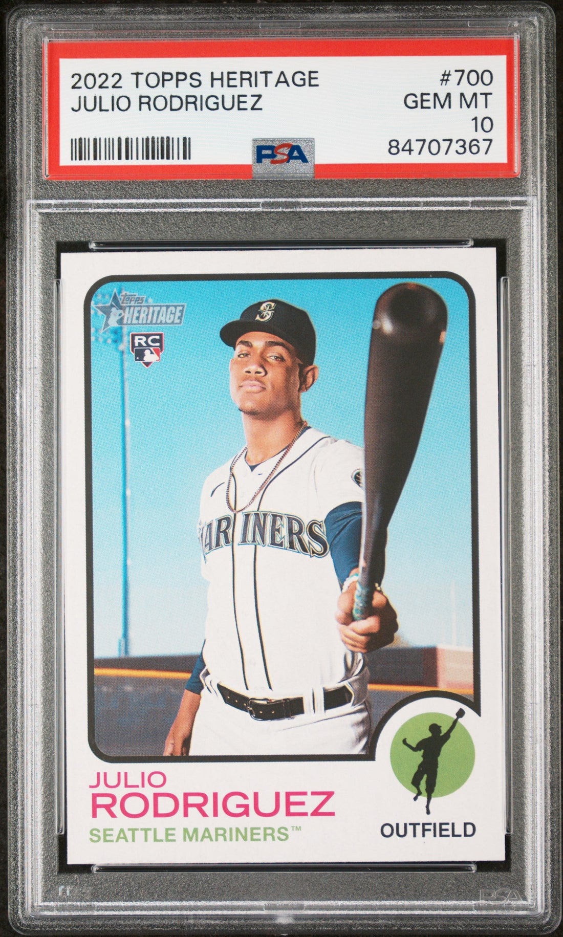 2022 TOPPS HERITAGE JULIO RODRIGUEZ #700 - PSA 10 ROOKIE CARD