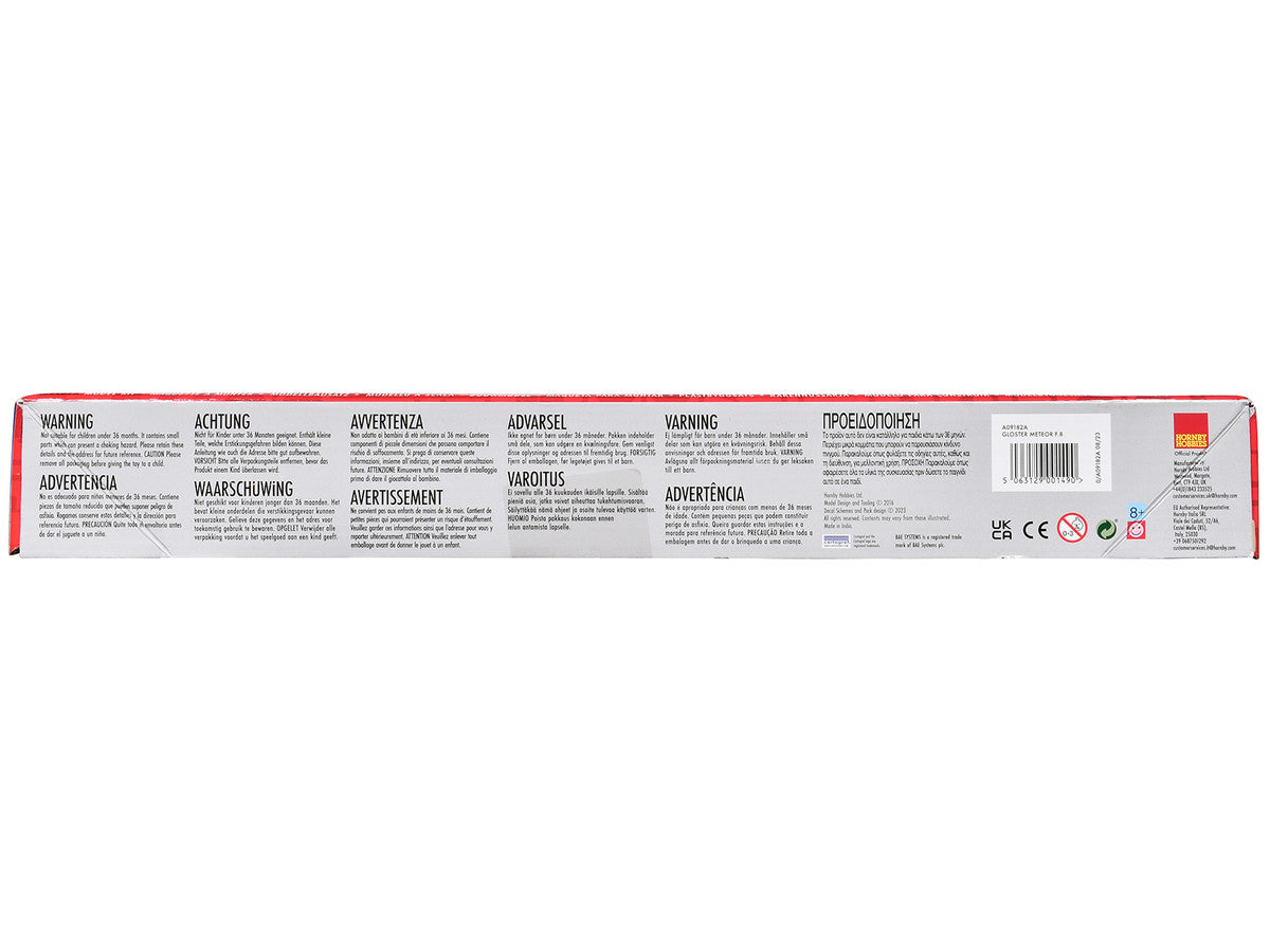 Level 3 Model Kit Gloster Meteor F.8 Aircraft with 2 Scheme Options 1/48 Plastic Model Kit by AirfixA09182A-1