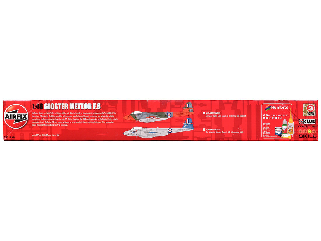 Level 3 Model Kit Gloster Meteor F.8 Aircraft with 2 Scheme Options 1/48 Plastic Model Kit by AirfixA09182A-2