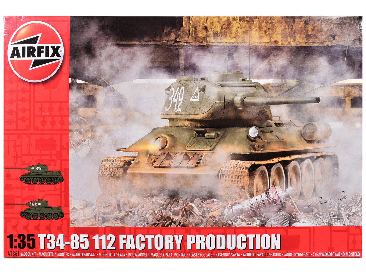Level 3 Model Kit T34-85 112 Factory Production Tank with 2 Scheme Options 1/35 Plastic Model Kit by Airfix-0